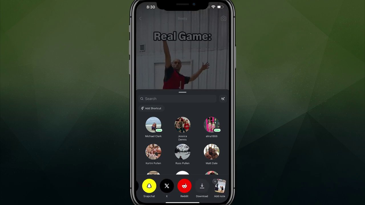 A close-up view of the share menu at the bottom of the screen, with the "Download" button highlighted on the far right.