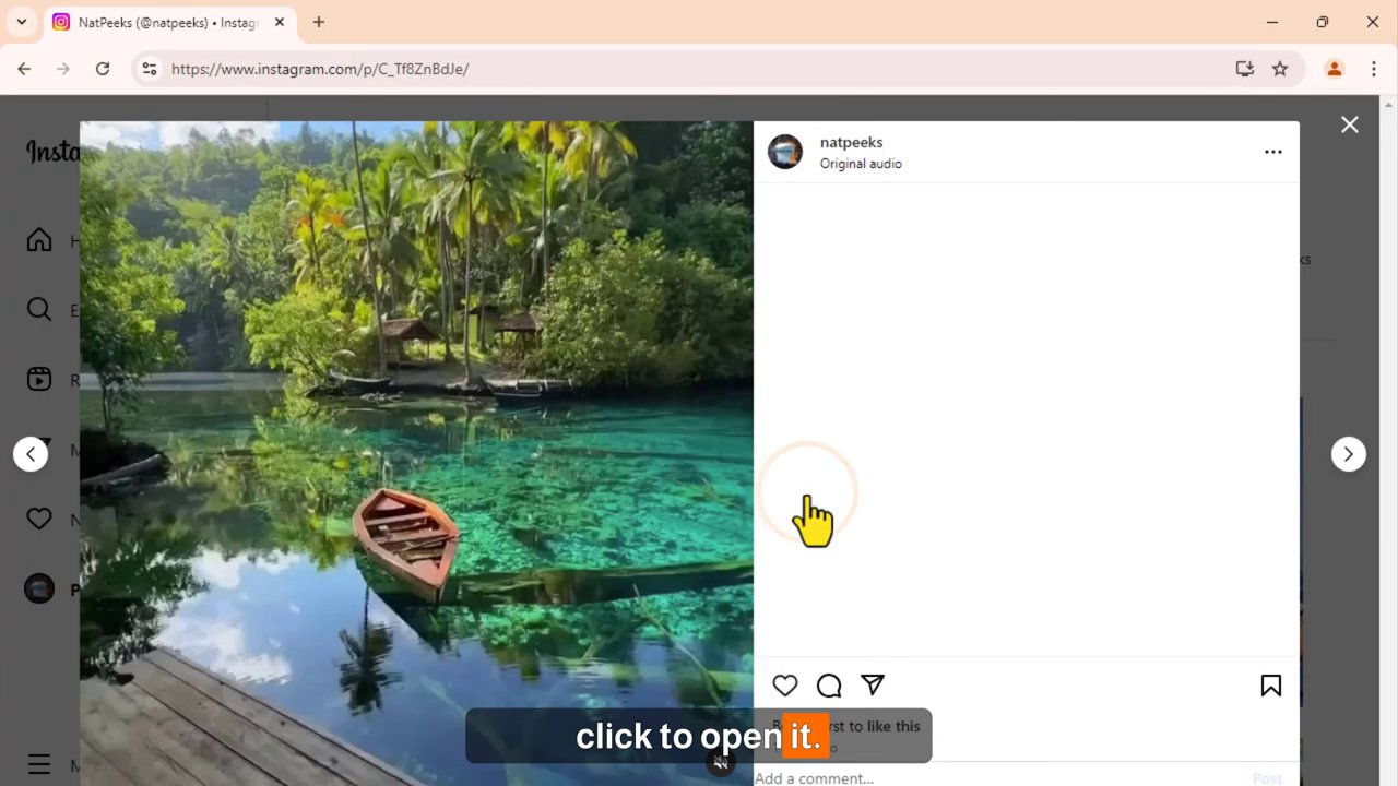 A right-click menu on the Instagram page is shown, with the "Inspect" option being highlighted.