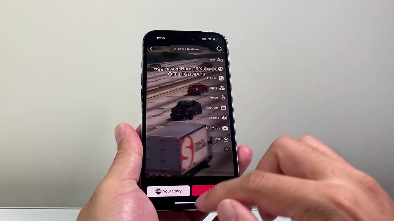 The TikTok app is open, browsing for a specific video to download.