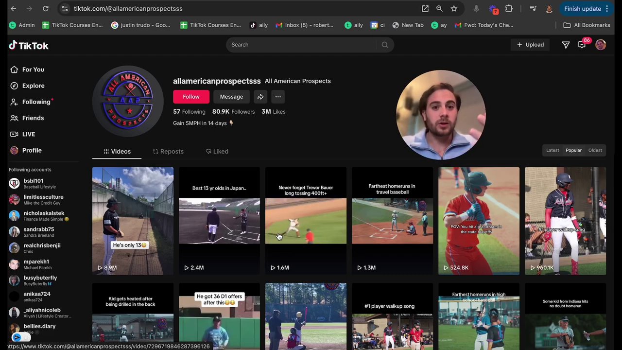 A compilation video showcasing clips of young baseball players, demonstrating the power of niche-focused content aggregation.
