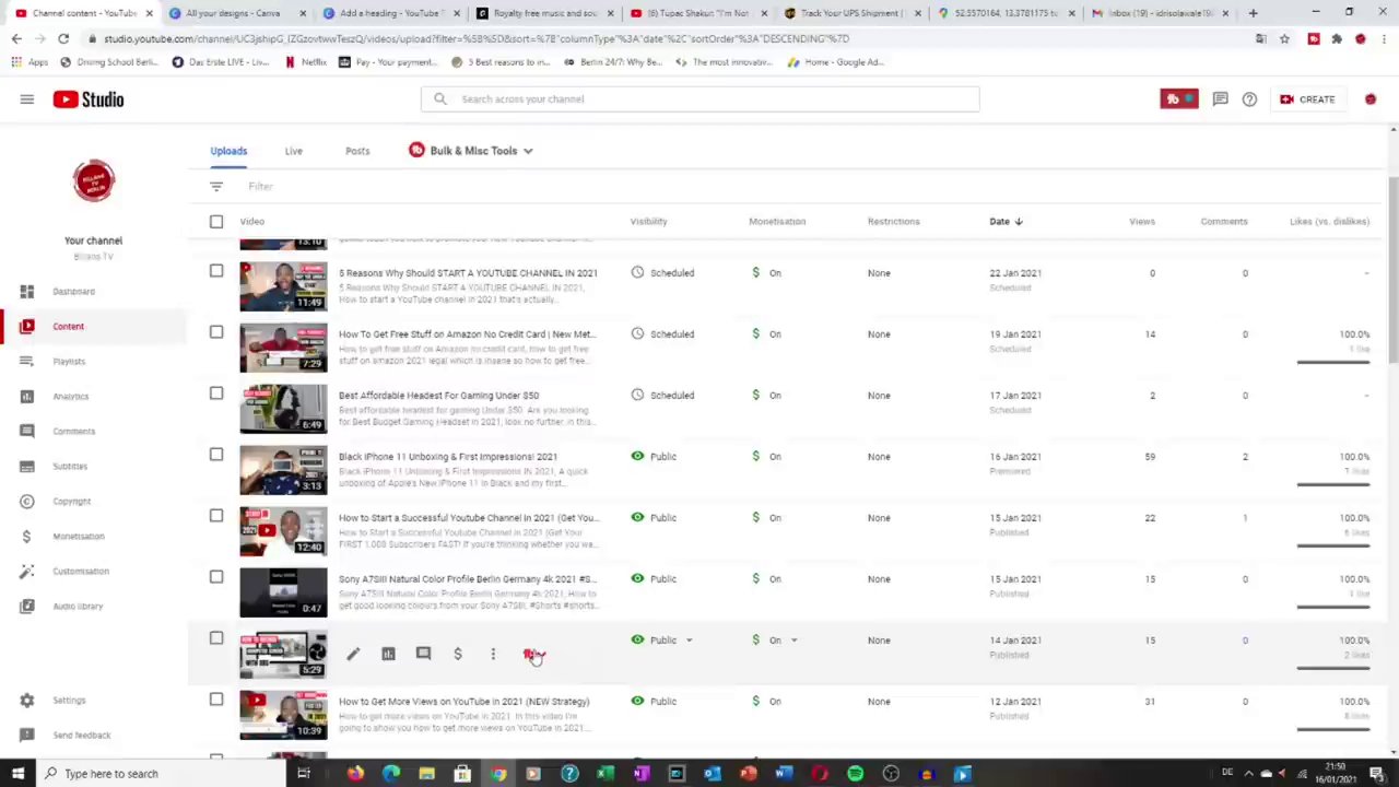The options menu for a video in YouTube Studio, highlighting the Download button.