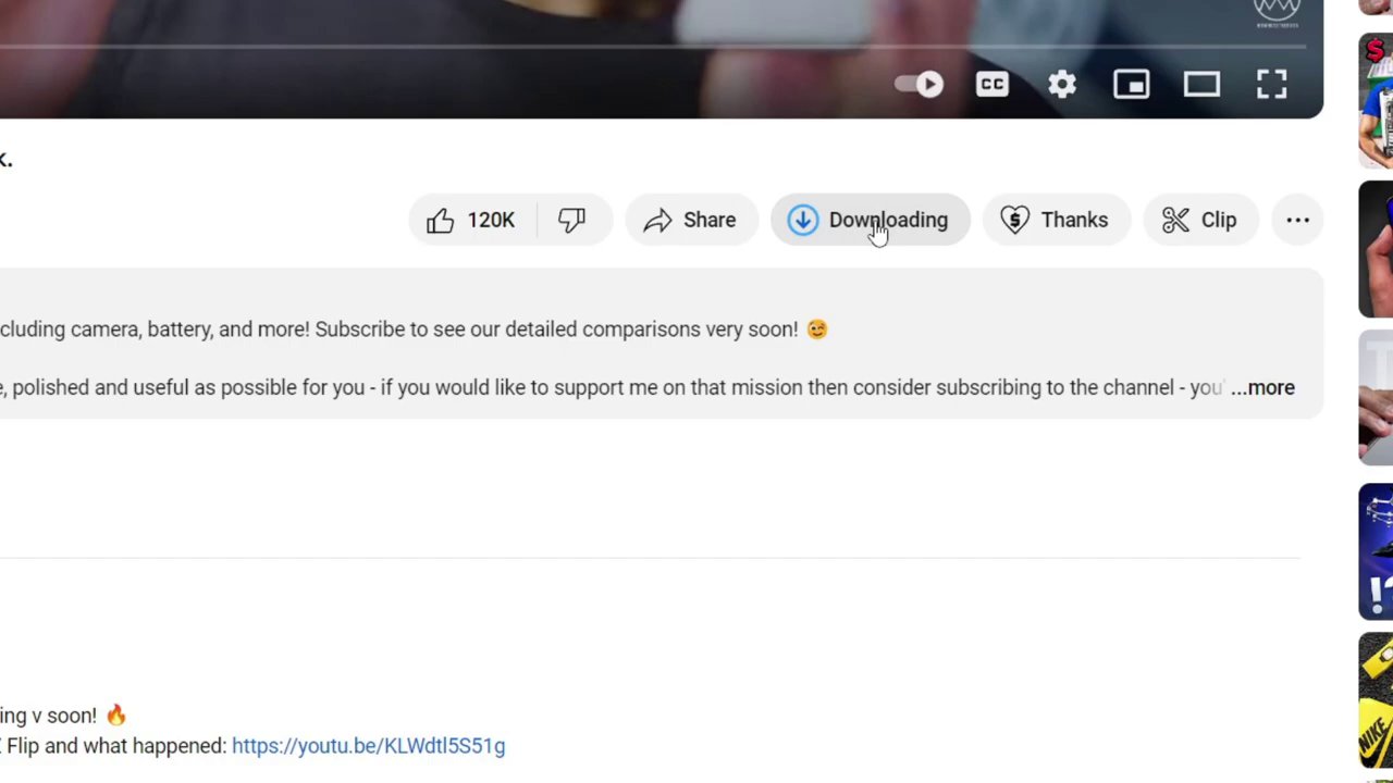 A close-up view of the three-dot "Options" menu in YouTube Studio, with the "Download" button clearly highlighted.