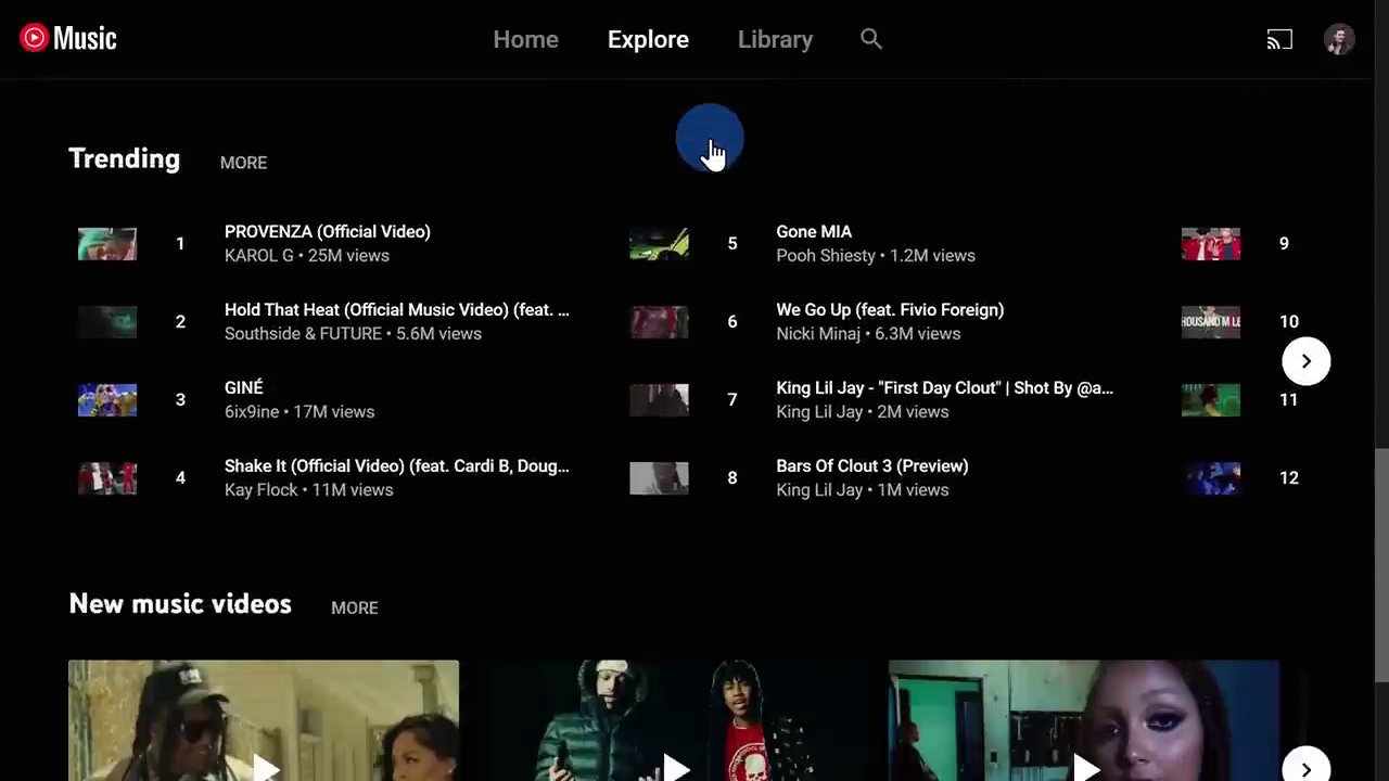 The YouTube Music interface on a smartphone, showing an ad-free music playlist ready for offline listening.